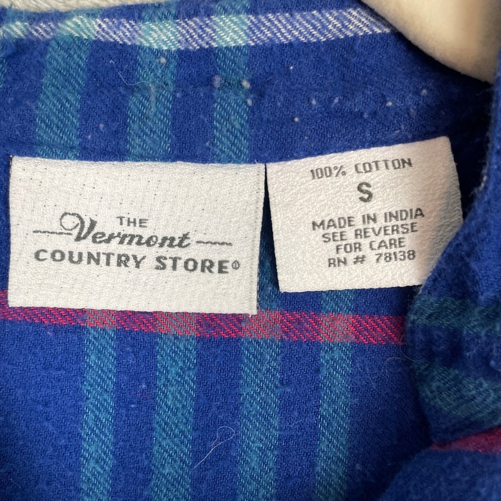 Vermont Country Store Shirt Womens Small Blue Plaid‎ Button Up LS Cotton Top EUC - Picture 2 of 8